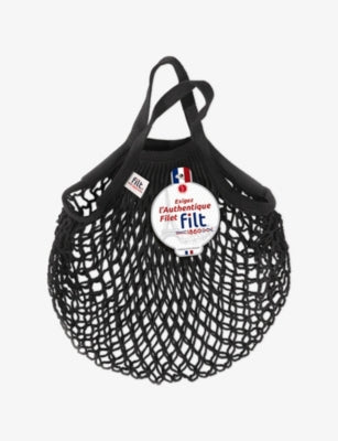 Mini knitted cotton net shopping bag 25cm with top handle - British product