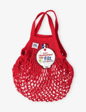 Mini knitted cotton net shopping bag 25cm with top handle - British product