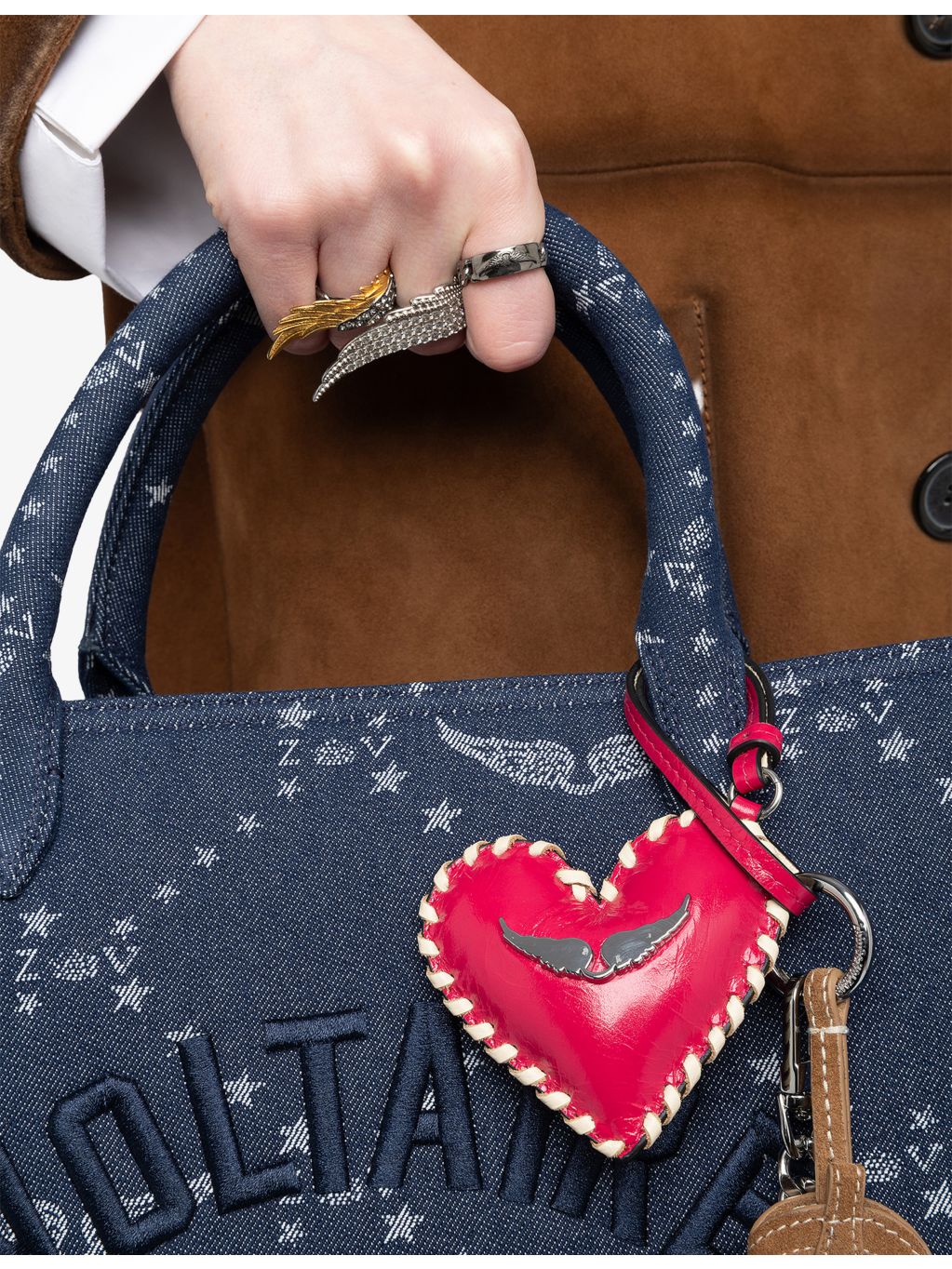 Zadig&Voltaire heart tag leather keyring, UK version