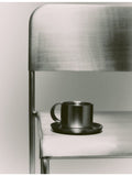 Service Projects Arlo 03 brushed stainless-steel cup and saucer set 230ml - British product