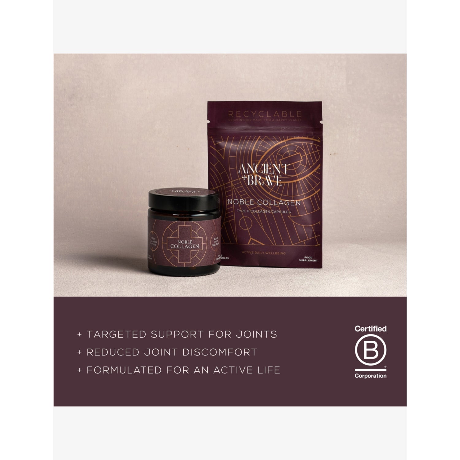 Ancient + Brave Noble collagen capsules 164g jar, UK version