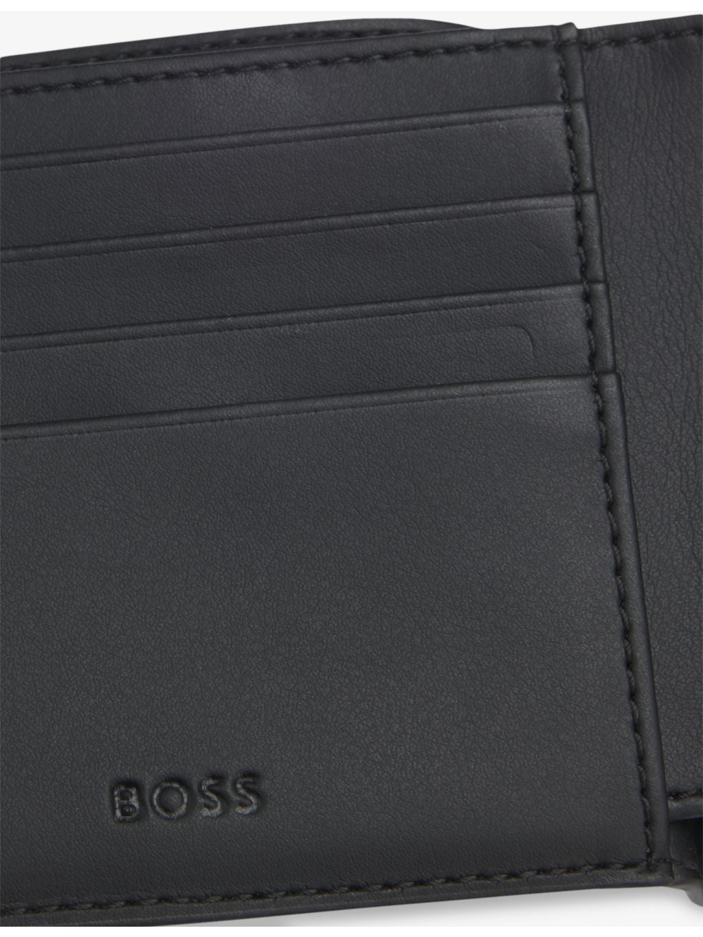 BOSS embossed leather wallet with 8 card slots, imported from the UK
