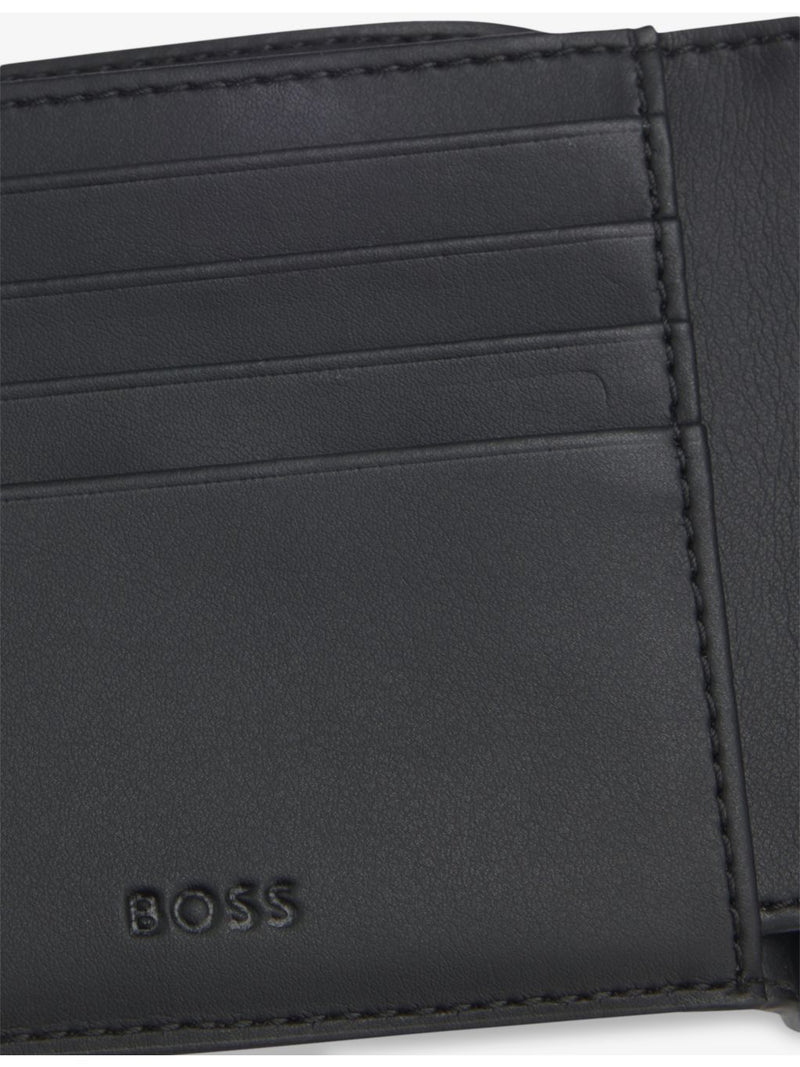 BOSS embossed leather wallet with 8 card slots, imported from the UK