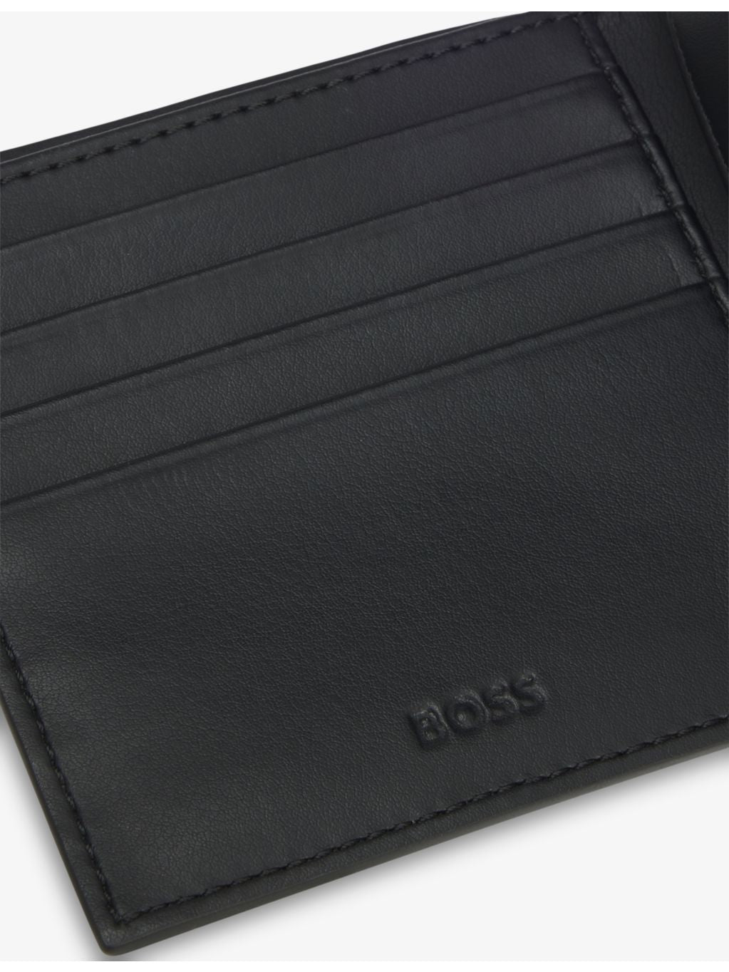 BOSS leather wallet embossed 4-card slot 11cm (British brand)
