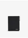 BOSS zipped 6-slot leather wallet, imported from the UK