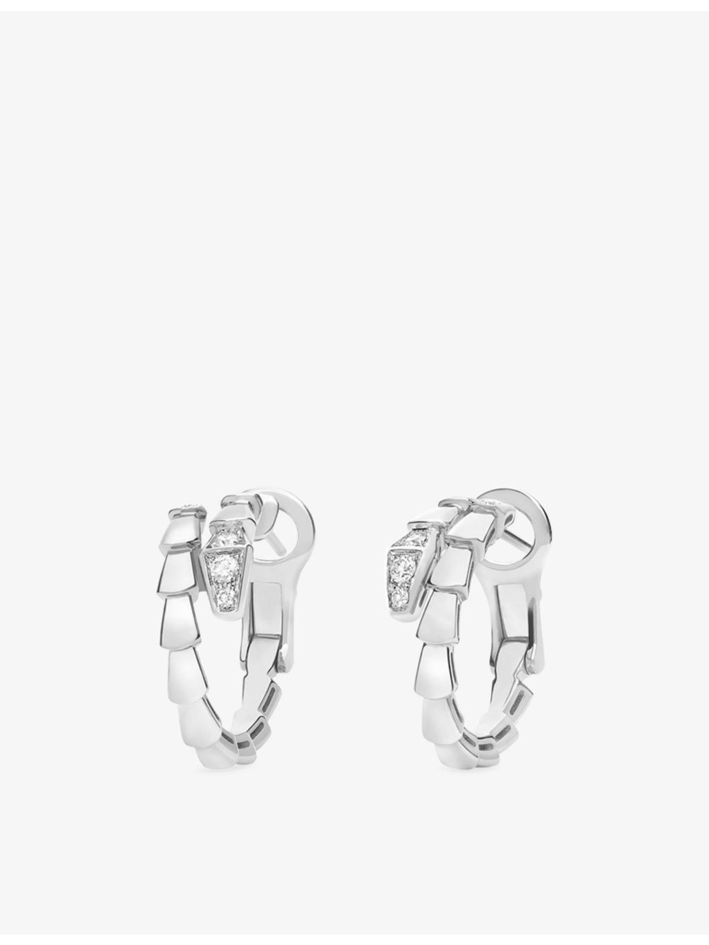 Bvlgari Serpenti Viper 18ct white gold diamond hoop earrings, UK version