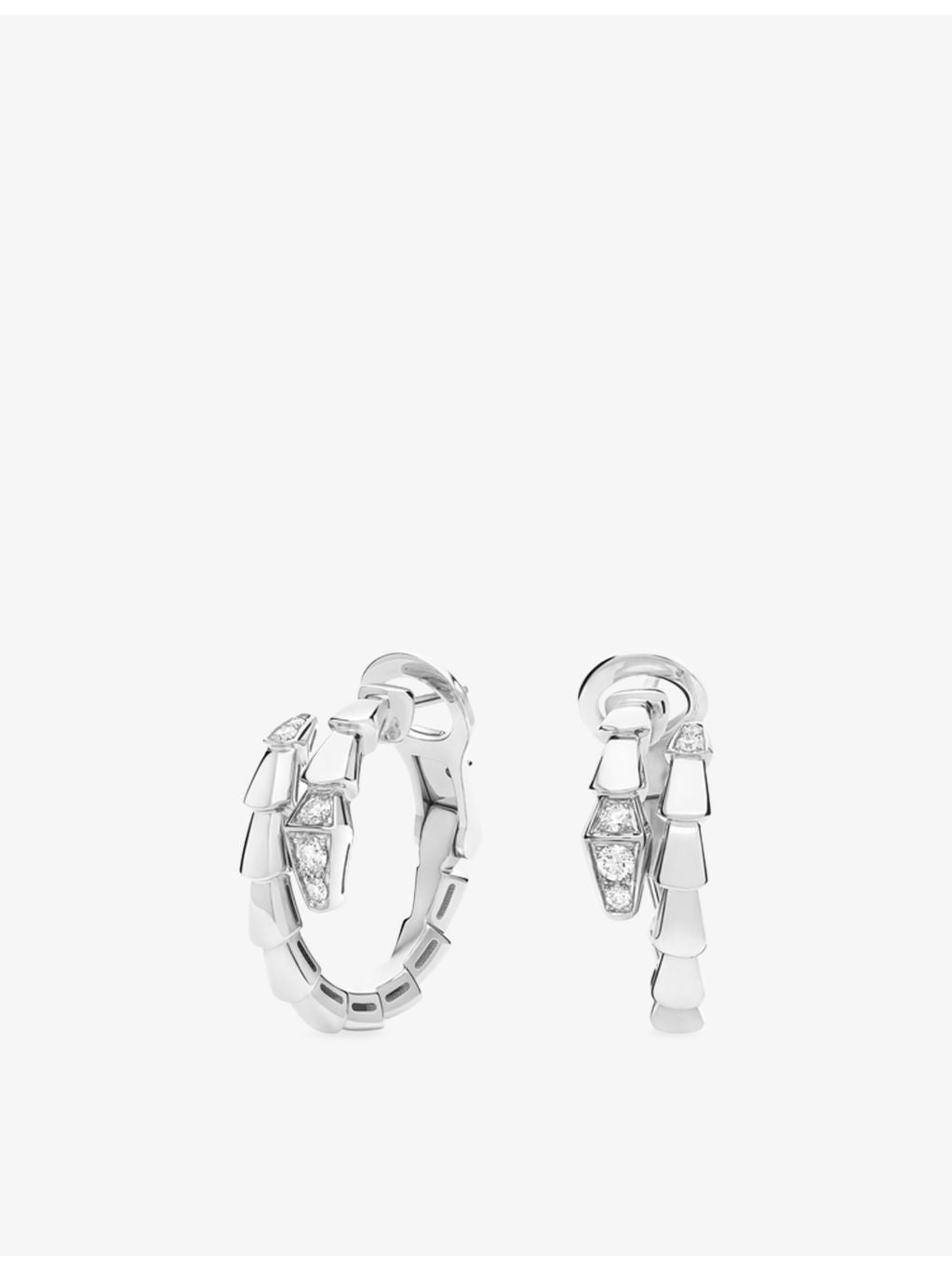 Bvlgari Serpenti Viper 18ct white gold diamond hoop earrings, UK version