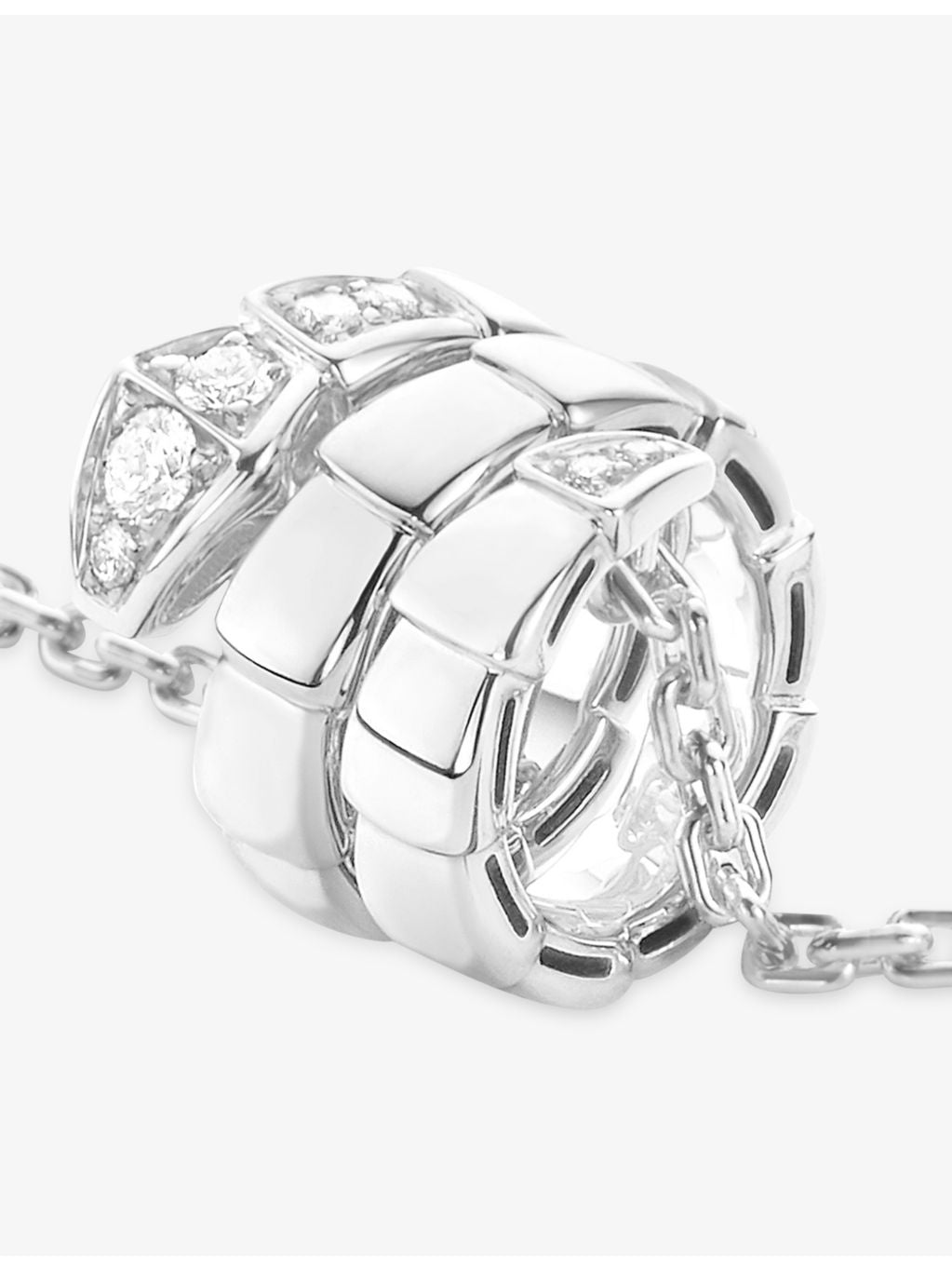 Bvlgari Serpenti Viper pendant necklace 18ct white gold 0.13ct diamond, UK version