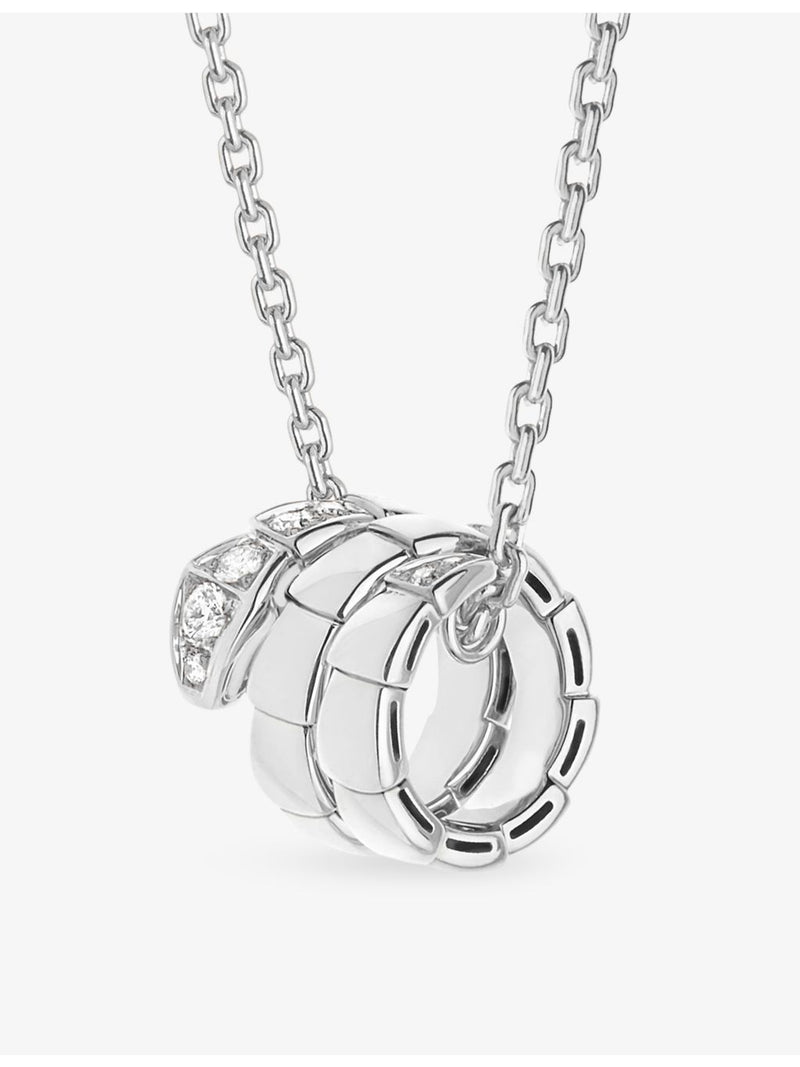 Bvlgari Serpenti Viper pendant necklace 18ct white gold 0.13ct diamond, UK version