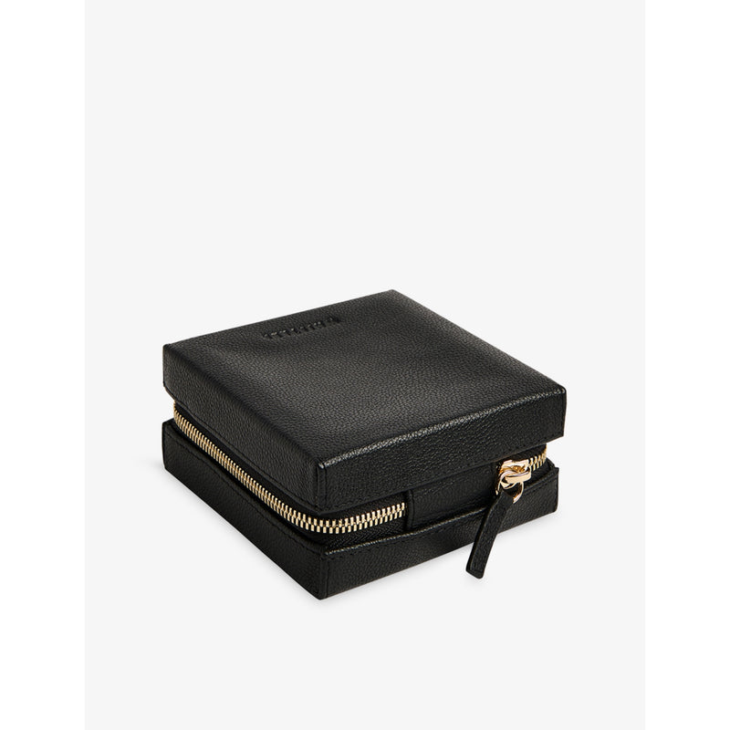 Whistles leather jewellery box, logo-embossed compact size (British brand)
