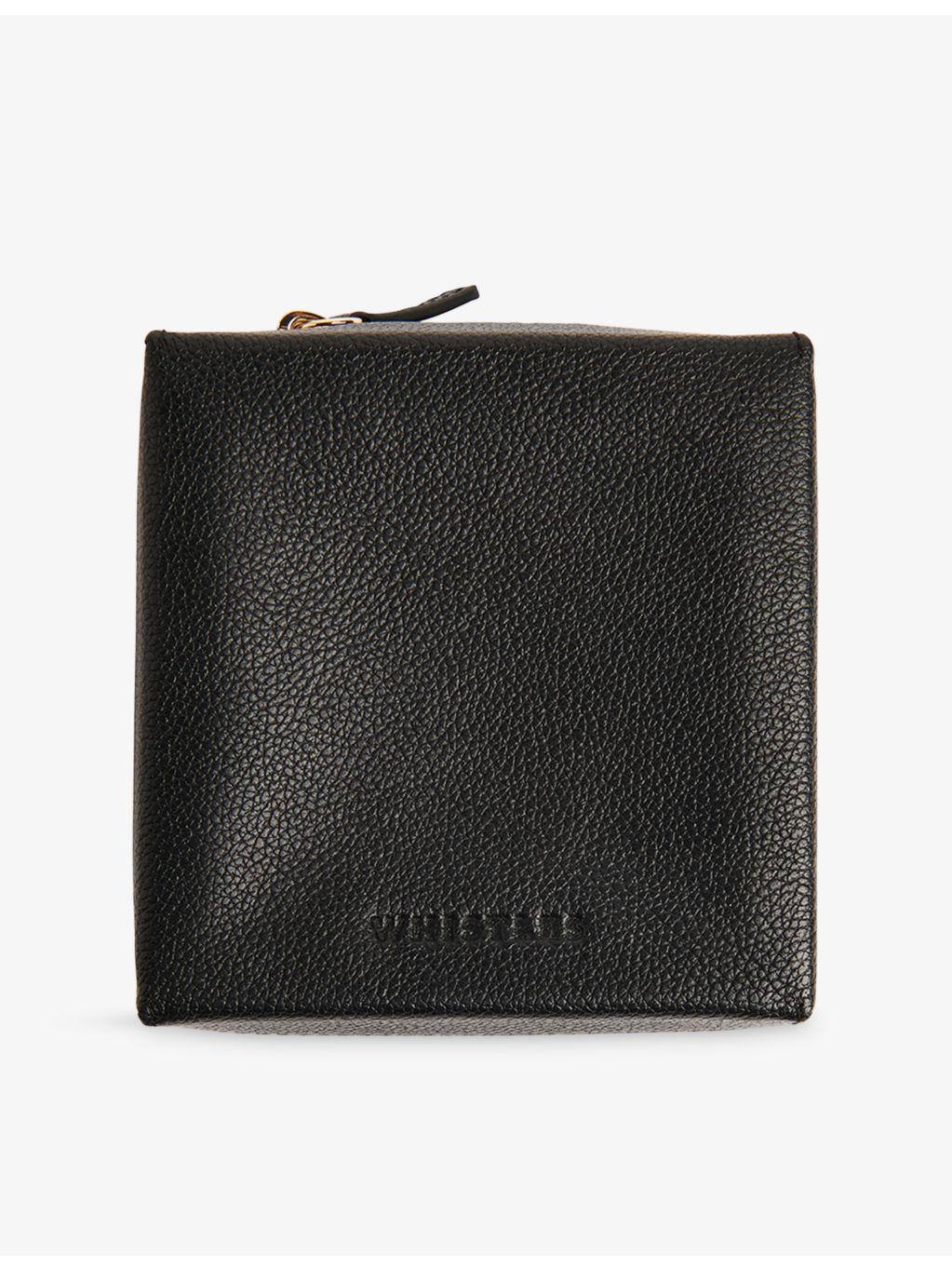 Whistles leather jewellery box, logo-embossed compact size (British brand)