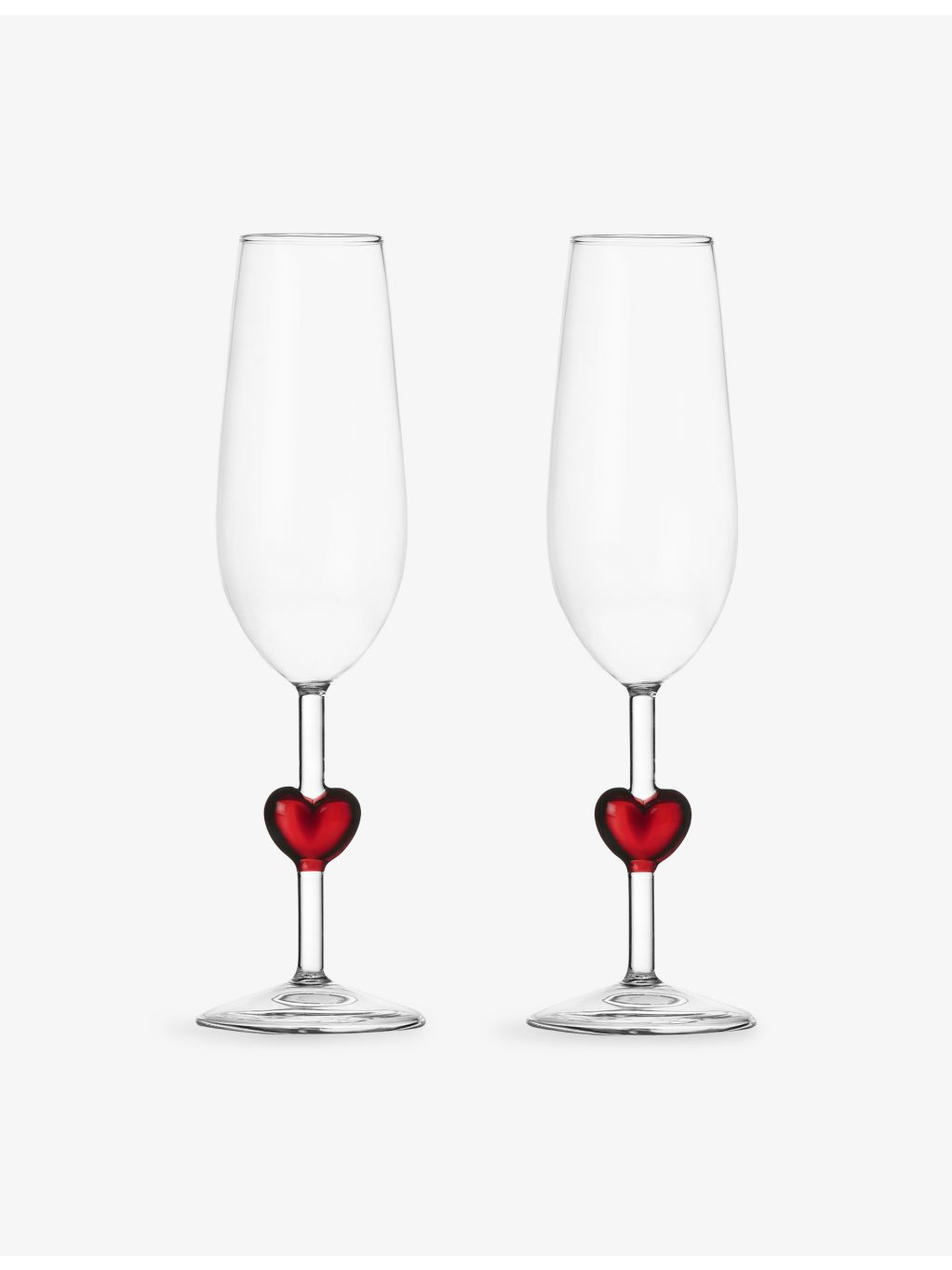 Ichendorf Cuore champagne flutes heart design set of two, UK version