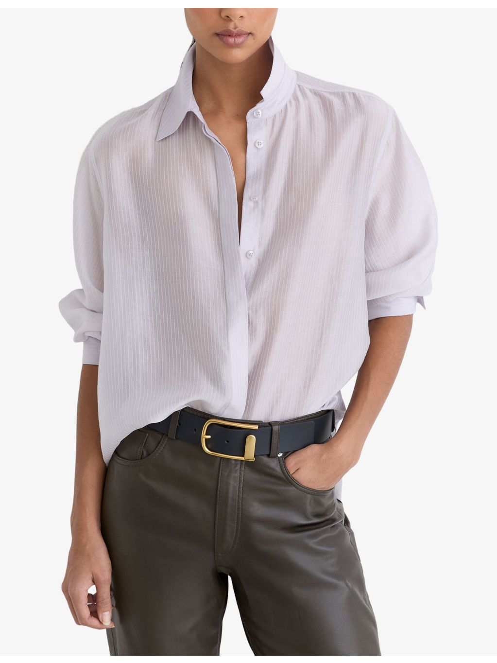 Reiss Lyla half-keeper leather belt 4.5cm, imported from the UK