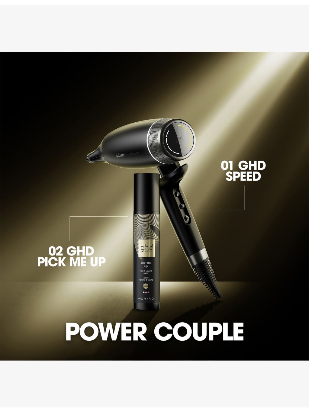ghd Speed black hair dryer with halo technology (British brand)