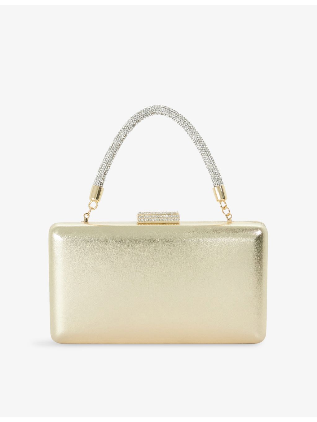 Dune metallic leather bag with crystal handle and chain strap (British brand)