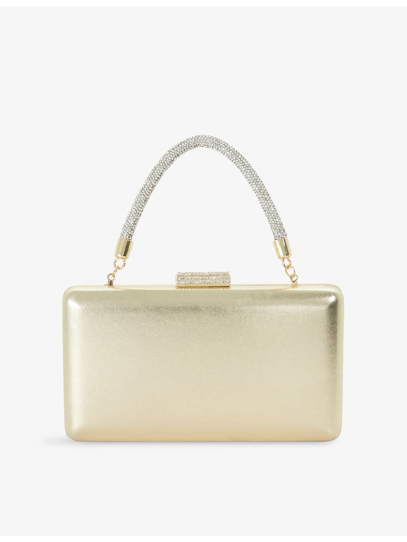 Dune metallic leather bag with crystal handle and chain strap (British brand)