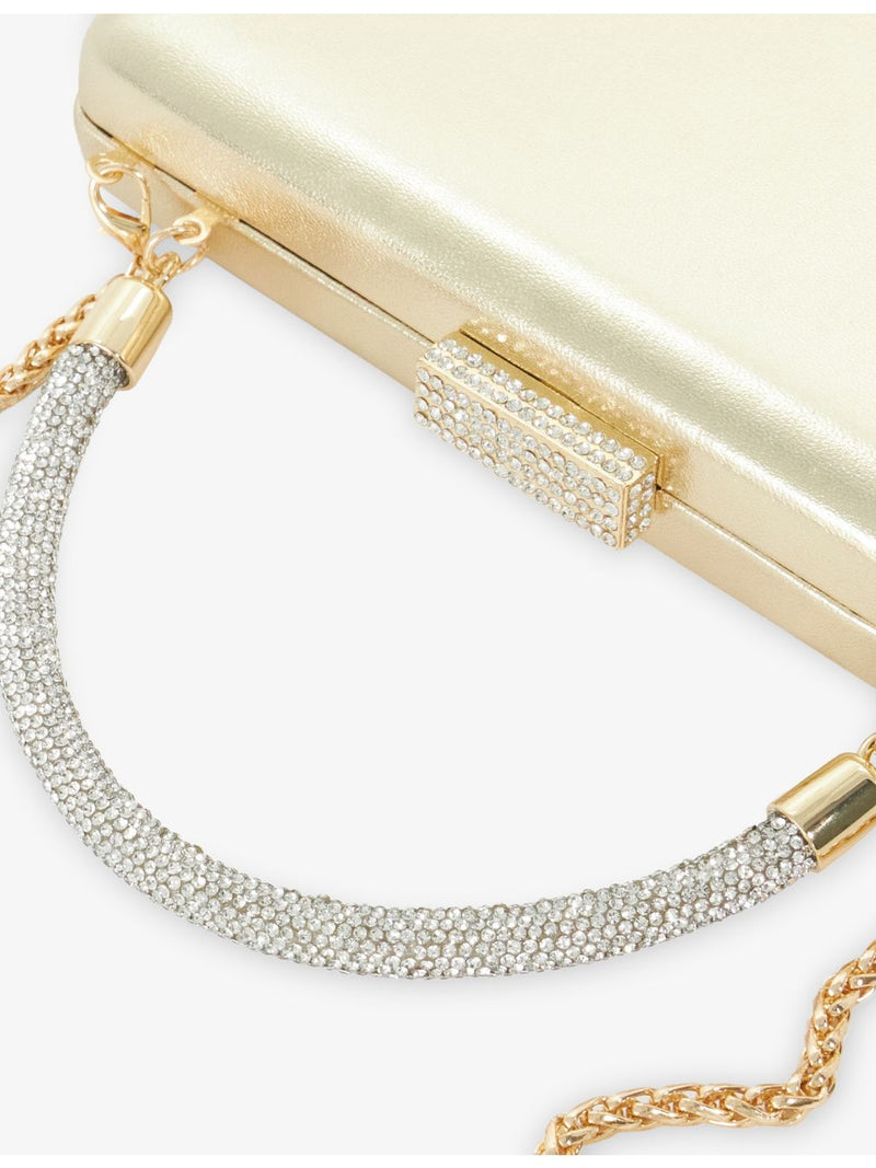 Dune metallic leather bag with crystal handle and chain strap (British brand)