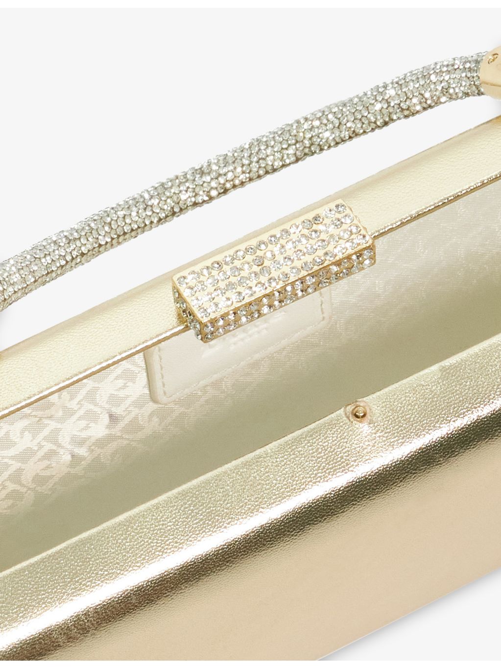 Dune metallic leather bag with crystal handle and chain strap (British brand)