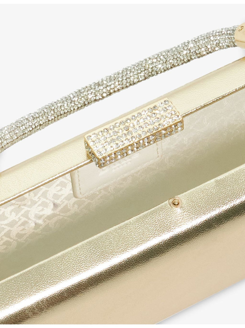 Dune metallic leather bag with crystal handle and chain strap (British brand)