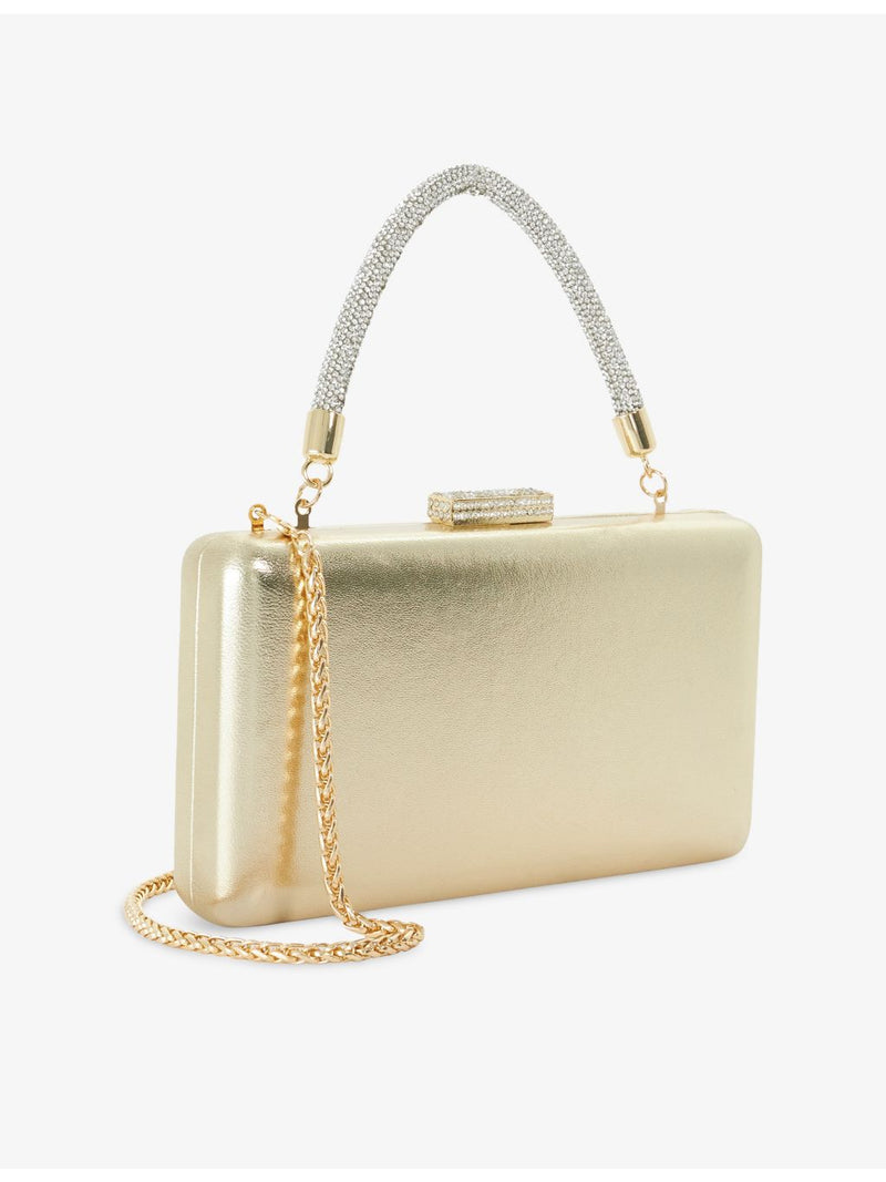 Dune metallic leather bag with crystal handle and chain strap (British brand)