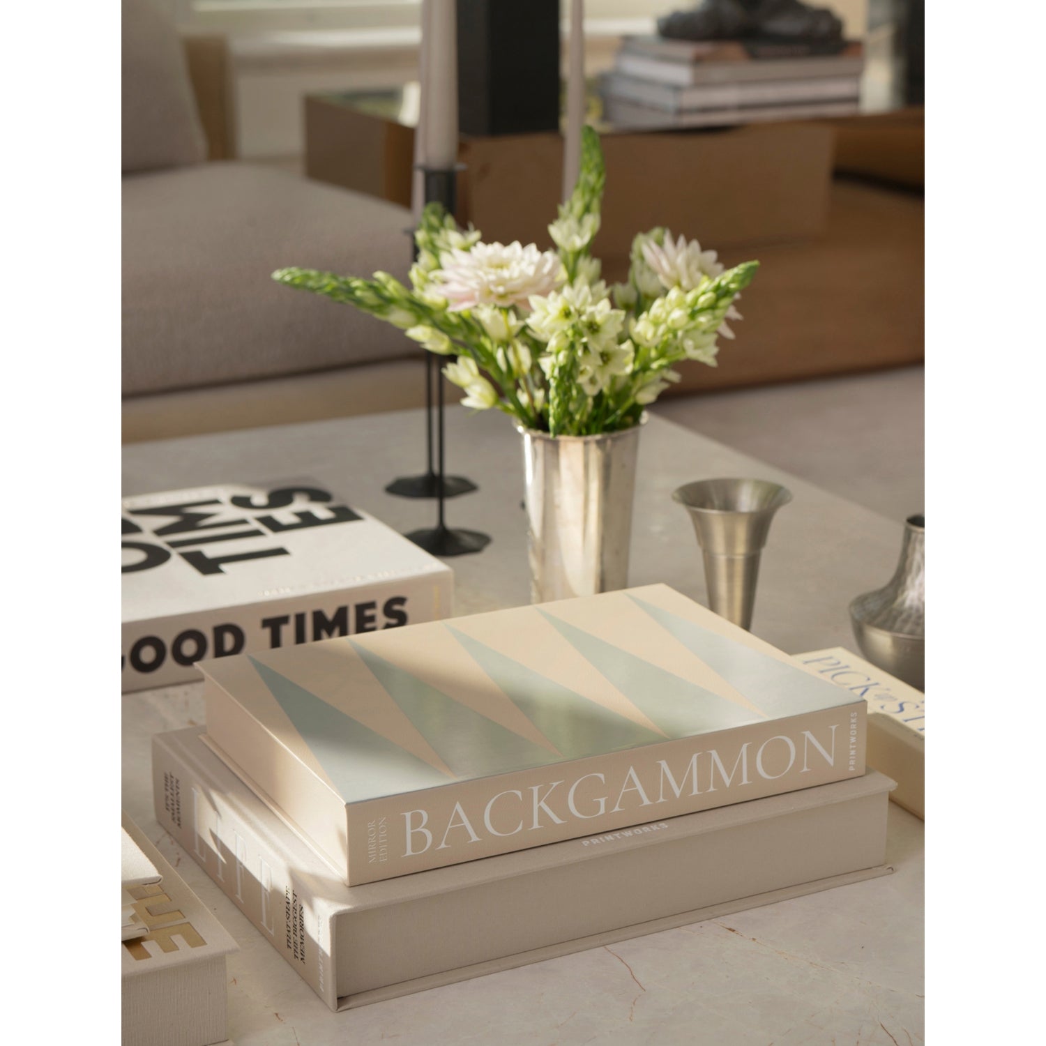 Printworks backgammon mirror game with mirrored acrylic finish, UK version