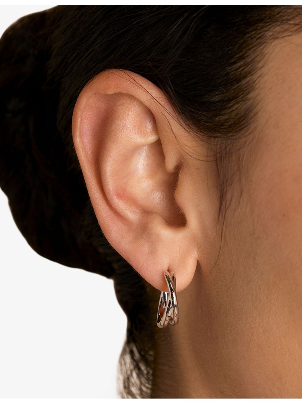 Astrid & Miyu Illusion Twist hoop earrings, rhodium-plated sterling silver, (British brand)