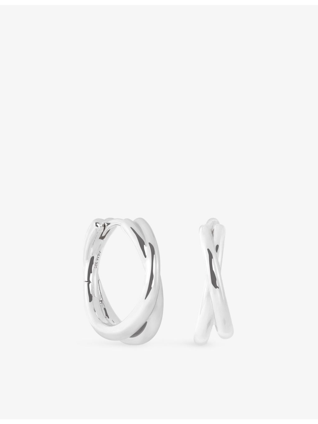 Astrid & Miyu Illusion Twist hoop earrings, rhodium-plated sterling silver, (British brand)