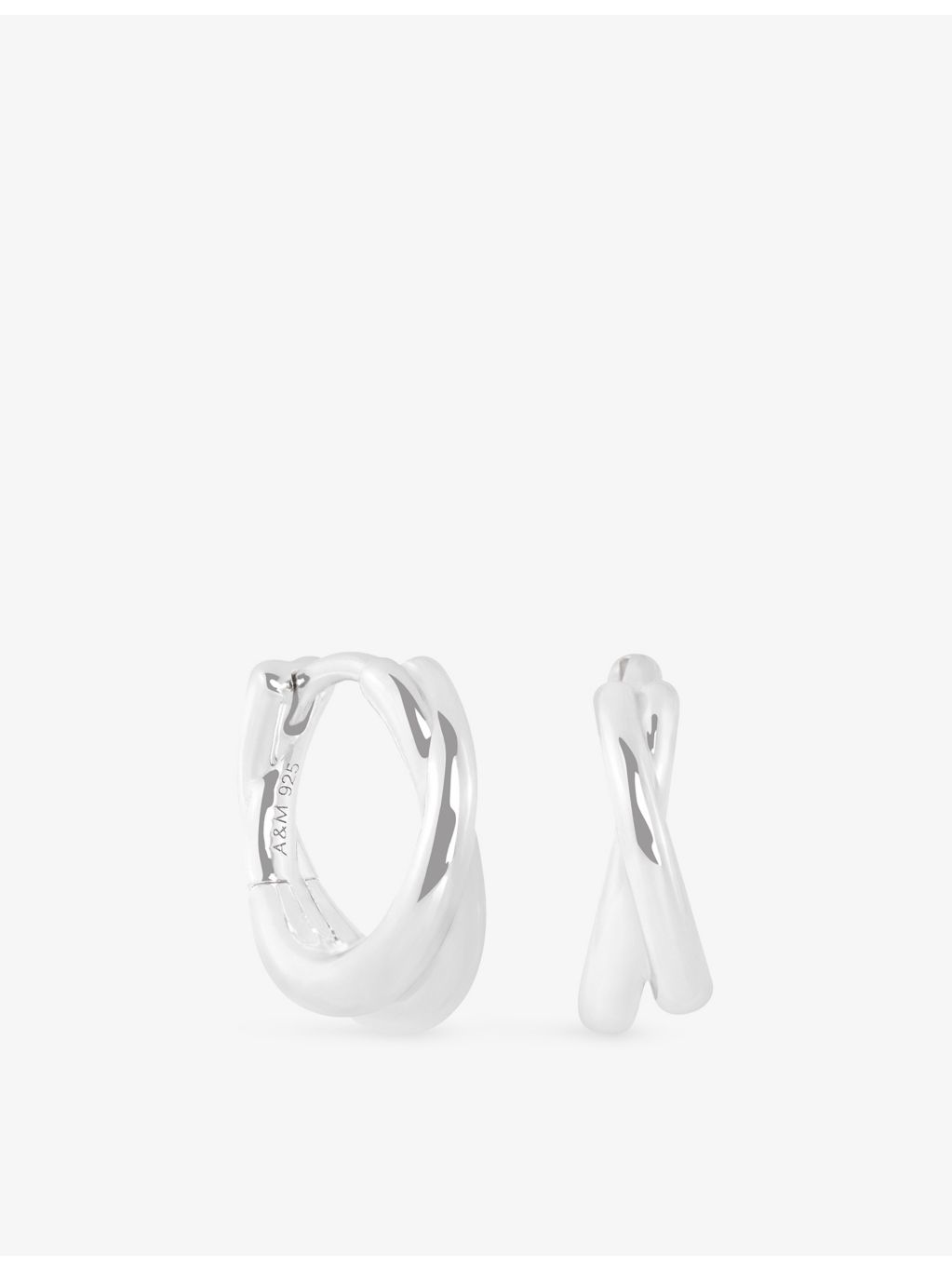 Astrid & Miyu rhodium-plated sterling silver huggies, imported from the UK