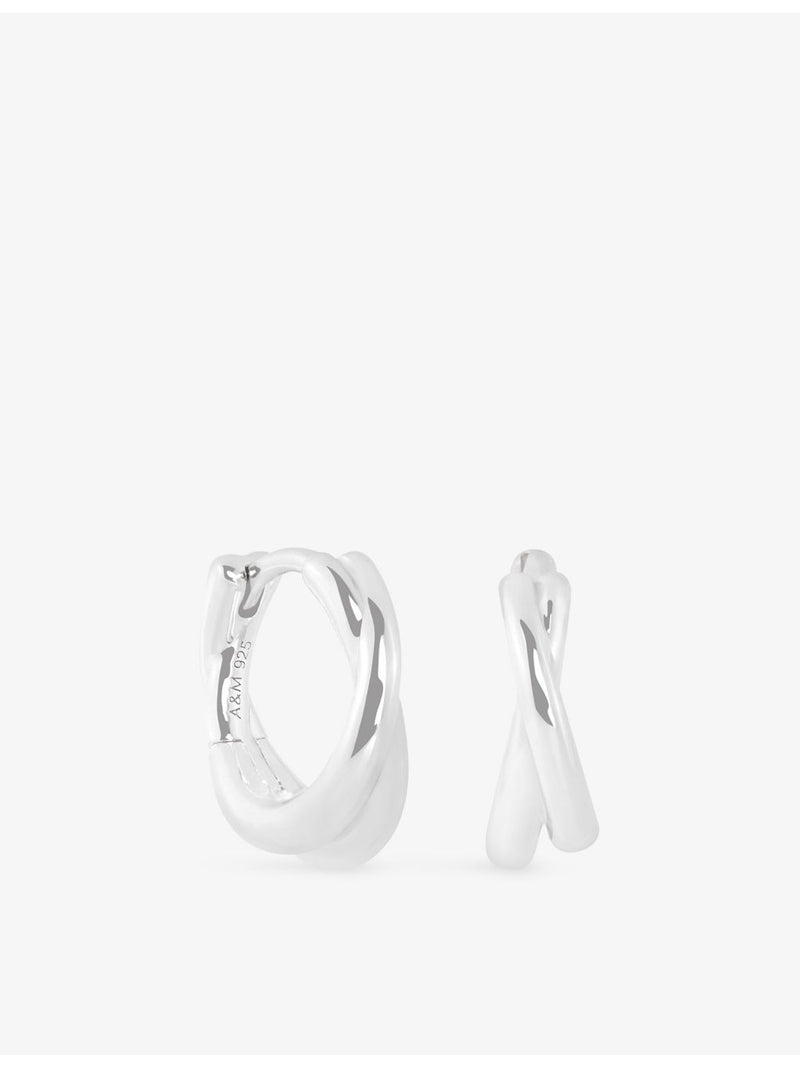 Astrid & Miyu rhodium-plated sterling silver huggies, imported from the UK