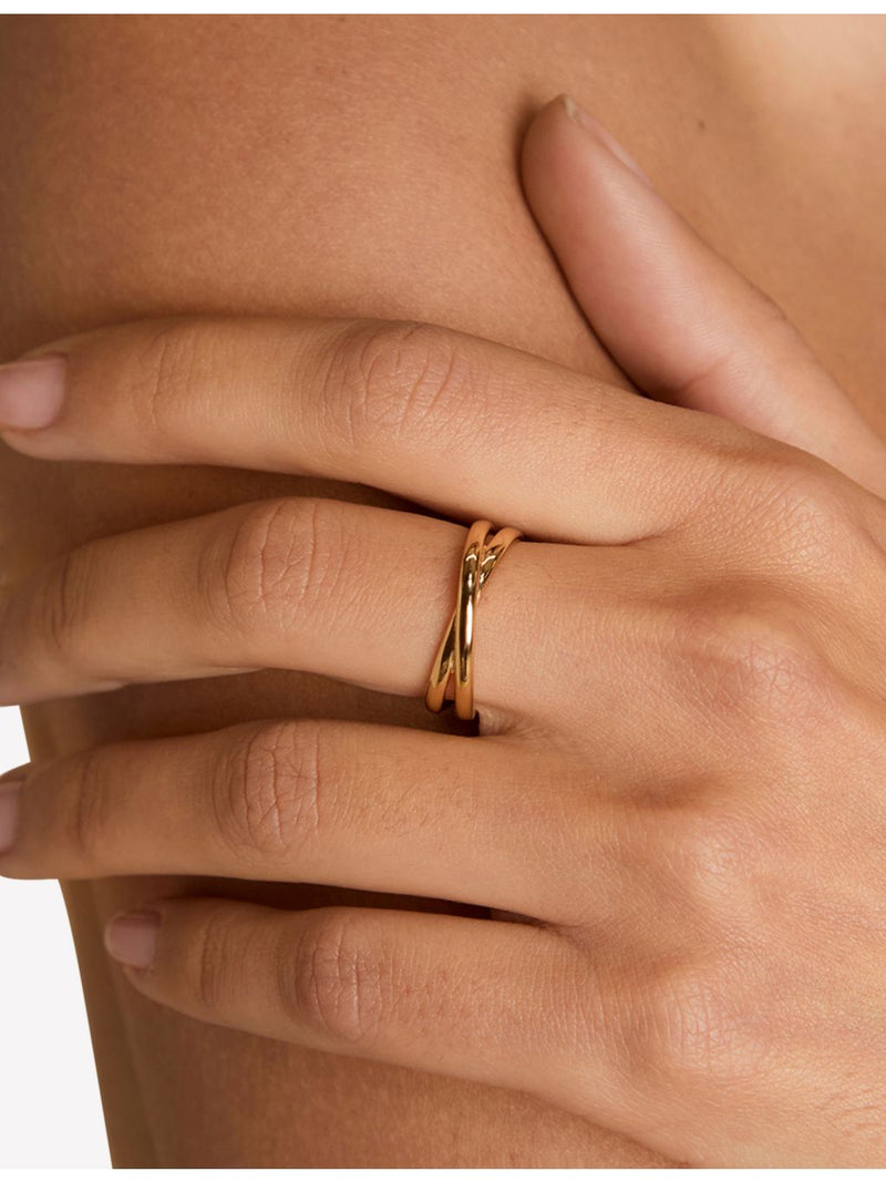 Astrid & Miyu illusion twist gold-plated ring 5mm - British product