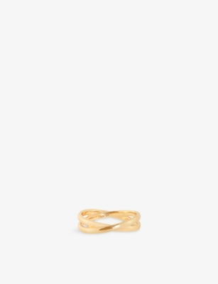 Astrid & Miyu Illusion Twist 18ct Yellow Gold-Plated Sterling-Silver Band Ring