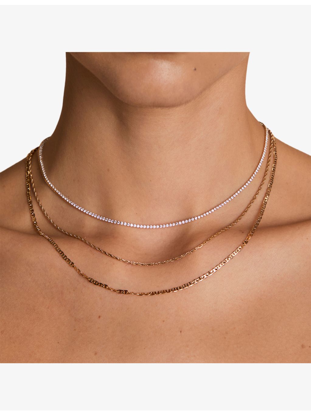 Astrid & Miyu Illusion double chain necklace 40-45cm gold-plated brass (British brand)