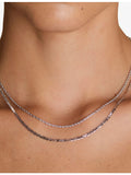 Astrid & Miyu Illusion double chain rhodium-plated brass necklace (British brand)