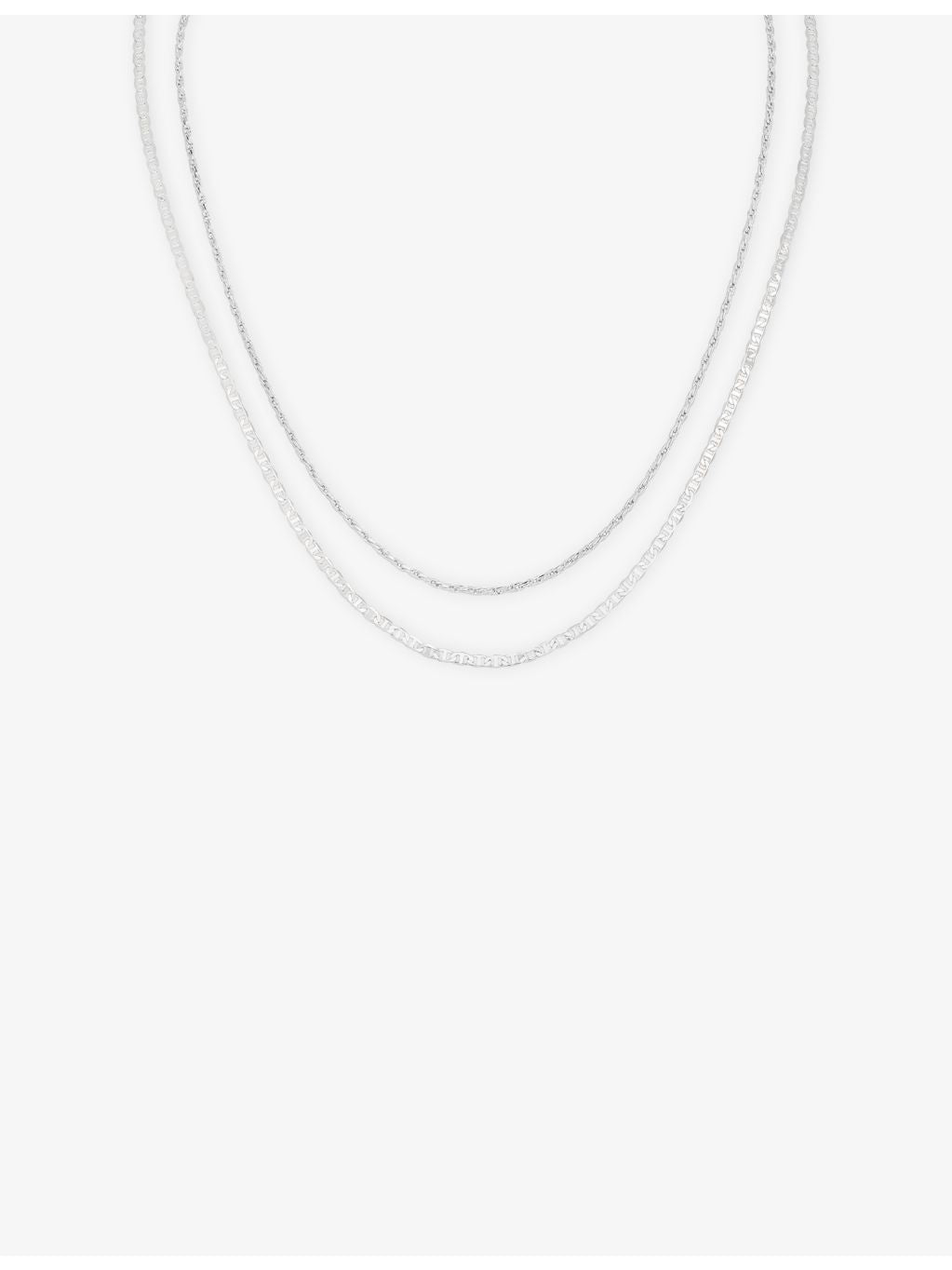 Astrid & Miyu Illusion double chain rhodium-plated brass necklace (British brand)