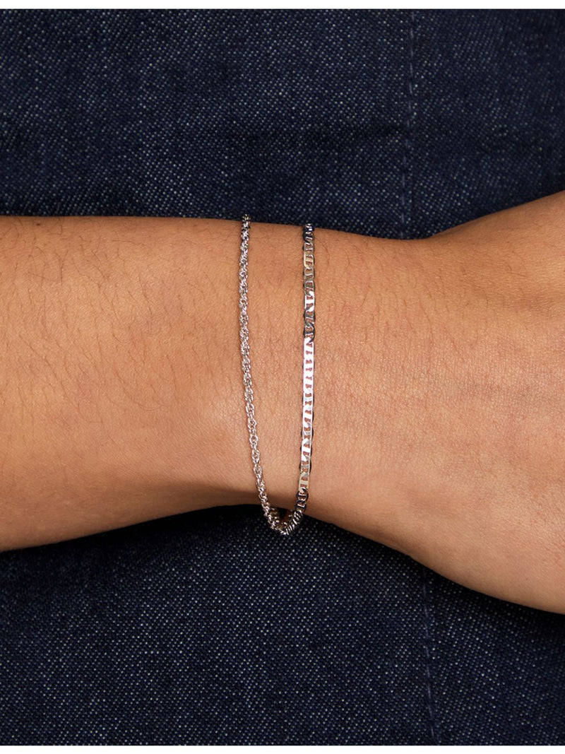 Astrid & Miyu rhodium-plated brass double chain bracelet, adjustable (British brand)