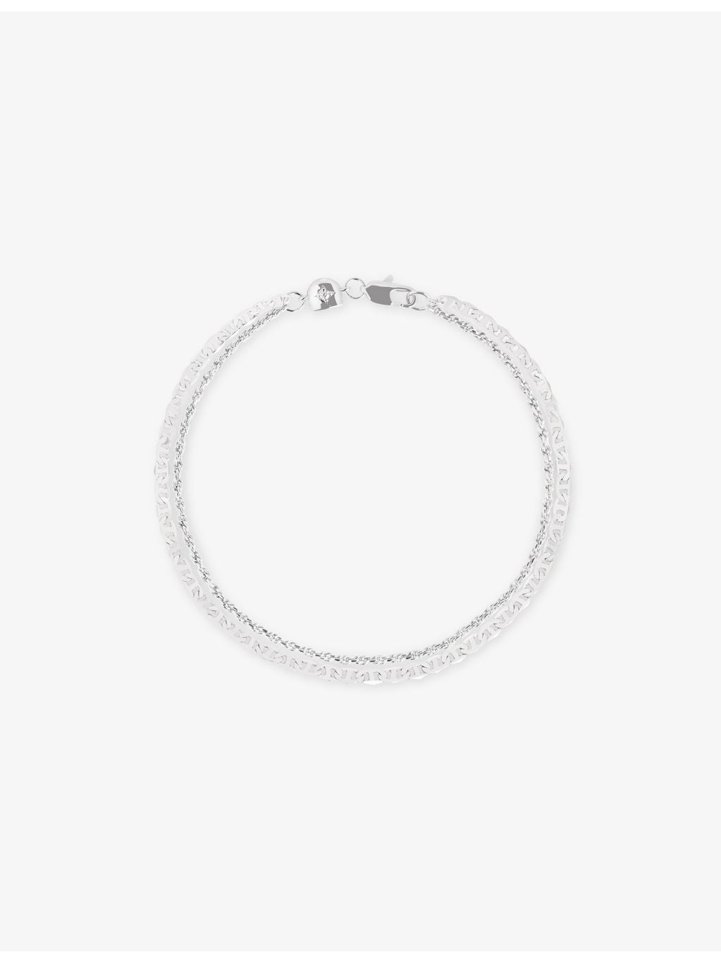 Astrid & Miyu rhodium-plated brass double chain bracelet, adjustable (British brand)