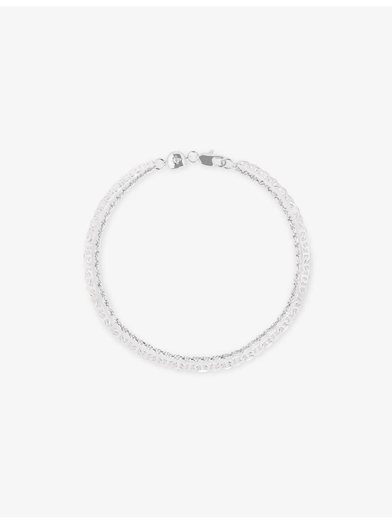 Astrid & Miyu rhodium-plated brass double chain bracelet, adjustable (British brand)