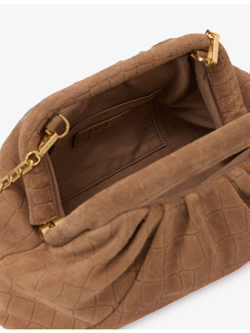 Reiss June mock-croc suede clutch bag, imported from the UK