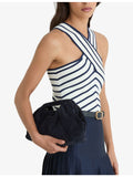 Reiss June suede clutch bag with chain strap, imported from the UK