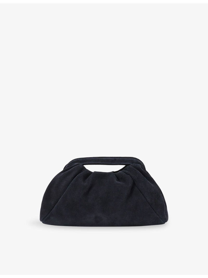 Reiss June suede clutch bag with chain strap, imported from the UK