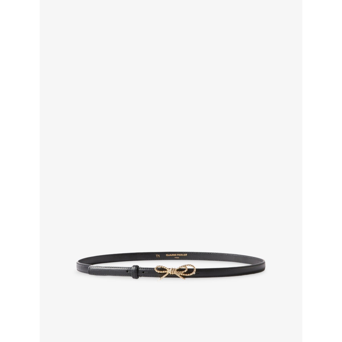 Bow-Buckle Slim Leather Belt - 22