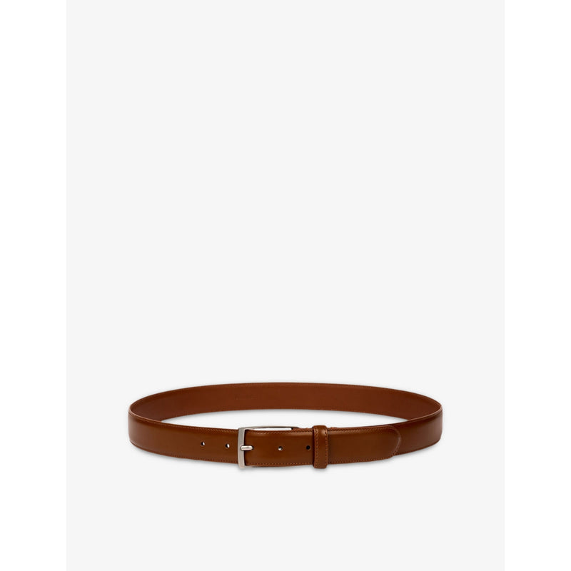 Branded-Buckle Leather Belt - 32