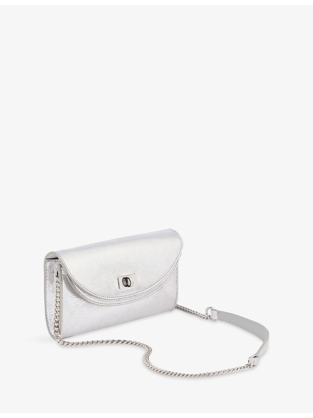 Sandro Mambo metallic-leather clutch bag with chain strap, UK version