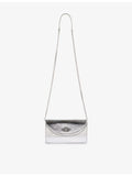 Sandro Mambo metallic-leather clutch bag with chain strap, UK version