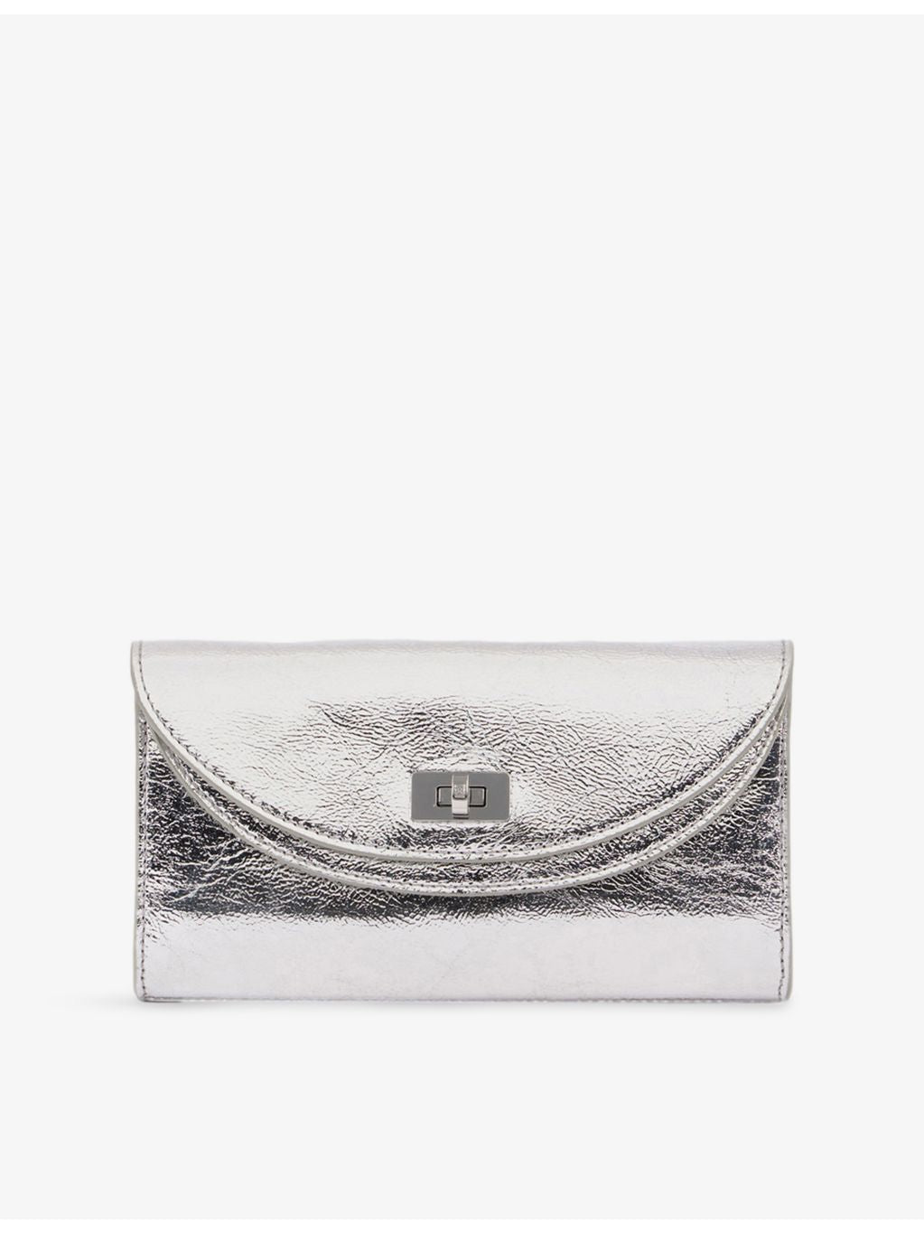 Sandro Mambo metallic-leather clutch bag with chain strap, UK version