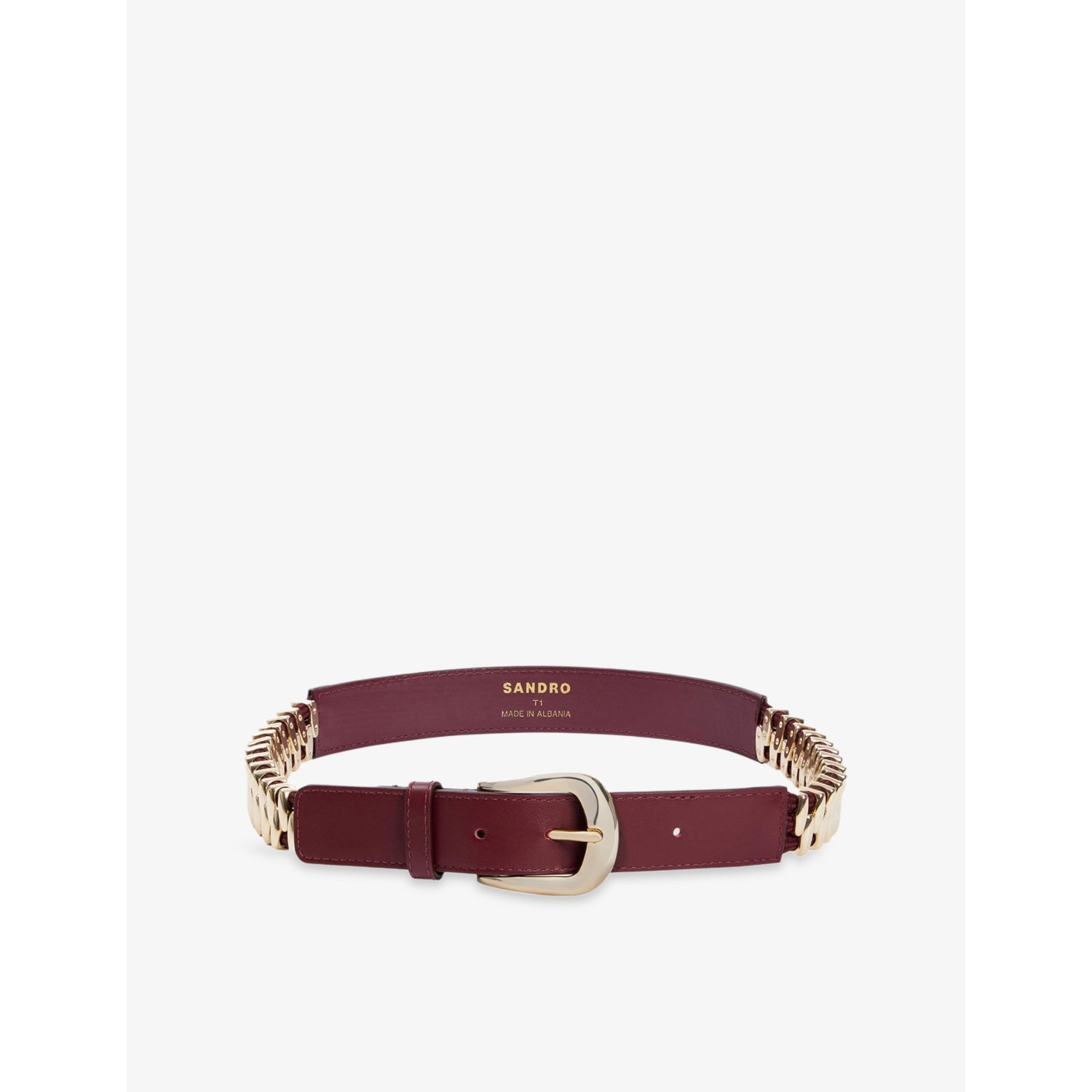 Curved-Buckle Leather and Metal Belt - 22