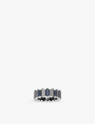 APM Monaco Up And Down Sterling Silver Blue Cubic Zirconia Ring