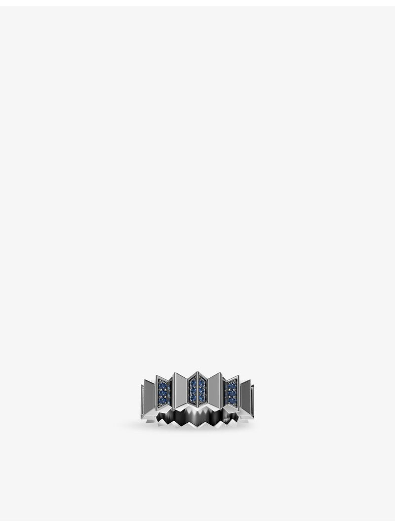 APM Monaco sterling silver blue cubic zirconia ring, imported from the UK