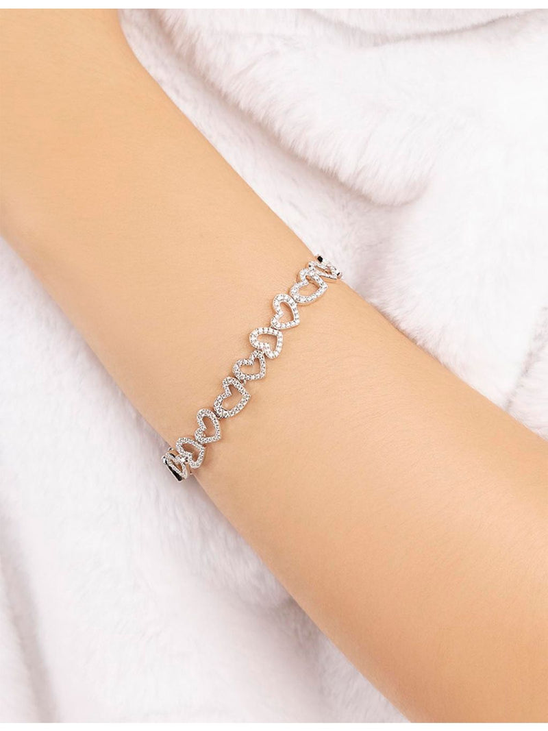 APM Monaco sterling silver heart bracelet with zirconia, imported from the UK