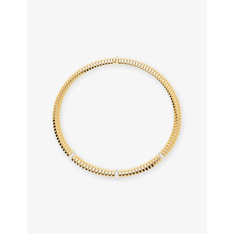 APM Monaco 18ct gold plated choker with cubic zirconia (British brand)